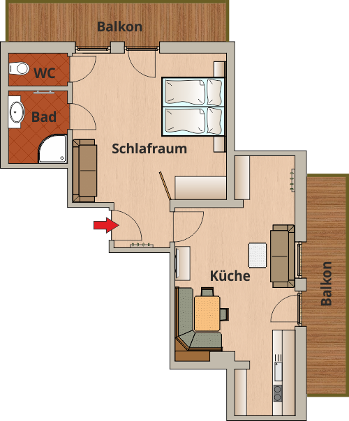 Skizze Appartement Sarah